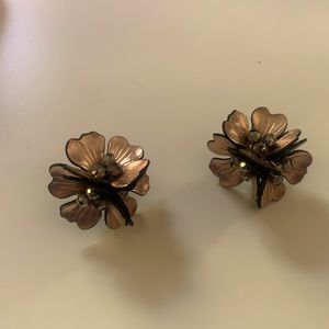 Stella & Dot Leather Floral Earrings